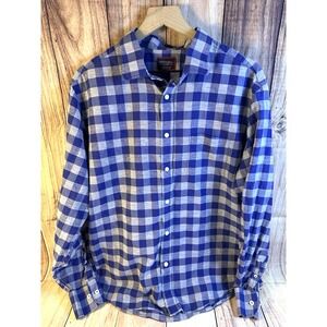 UNTUCKit Men's Button-Down Linen Shirt XLARGE Long Sleeve BLUE & GRAY Checked XL